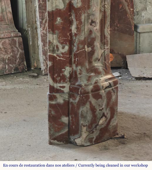Louis XV style Pompadour mantel in Rouge du Nord marble-6