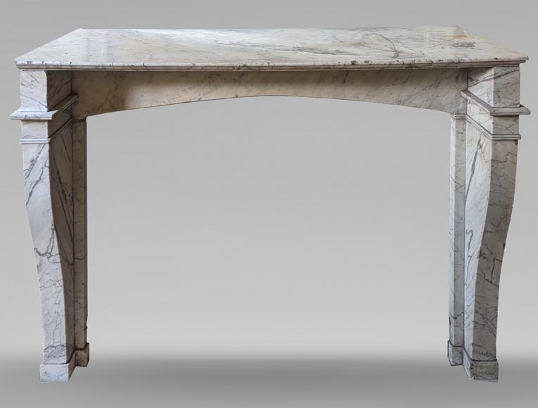 Restoration period mantel with console legs in veined Carrara marble-0