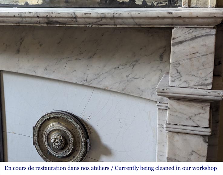 Restoration period mantel with console legs in veined Carrara marble-3