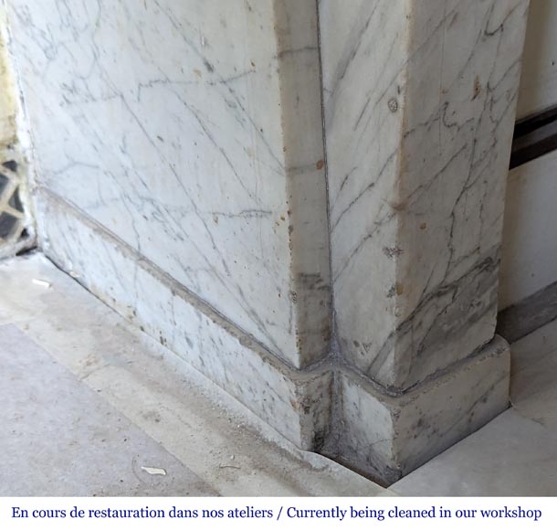 Restoration period mantel with console legs in veined Carrara marble-4