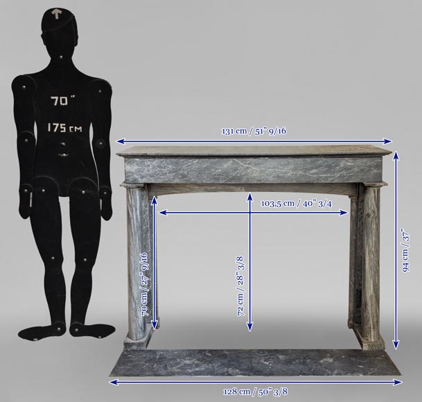 Directoire style mantel with detached columns in Turquin marble-11