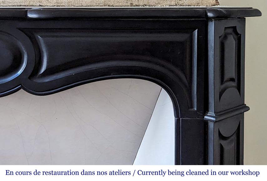 Louis XV style Pompadour mantel in fine black marble from Belgium-6
