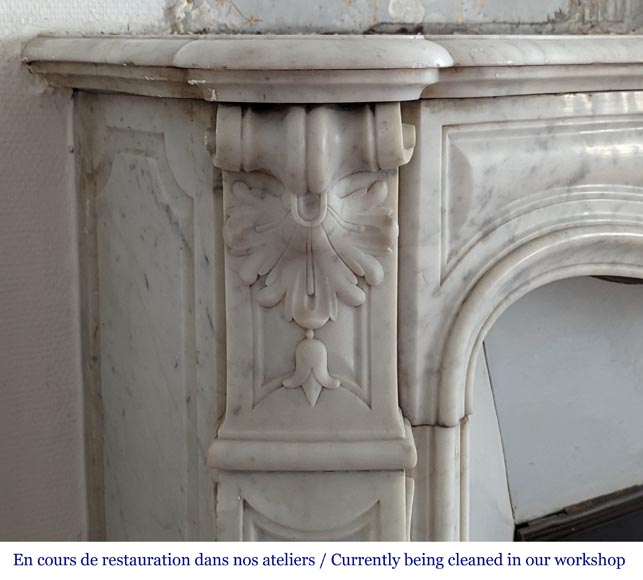 Louis XV style mantel richly decorated with shells and acanthus leaves carved in Carrara marble-5