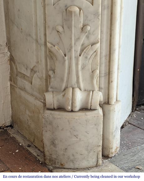 Louis XV style mantel richly decorated with shells and acanthus leaves carved in Carrara marble-6