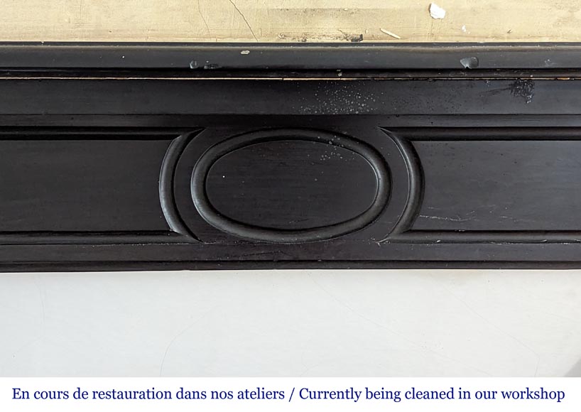 Napoleon III style mantel with molded decor in fine black Belgian marble-1