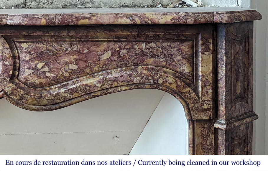 Louis XV style Pompadour mantel in Brocatelle marble-6