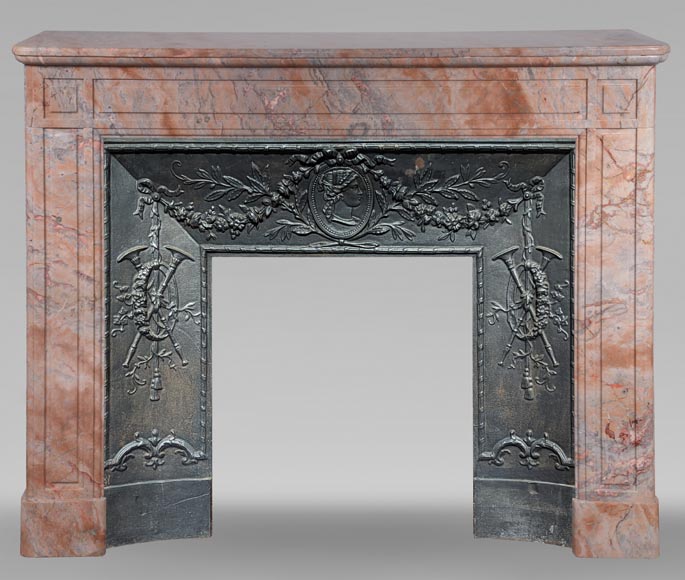 Louis XVI style molded Enjugerais marble mantel-0