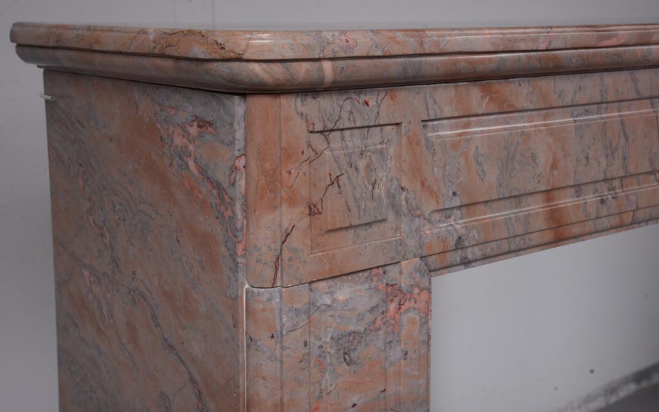 Louis XVI style molded Enjugerais marble mantel-3