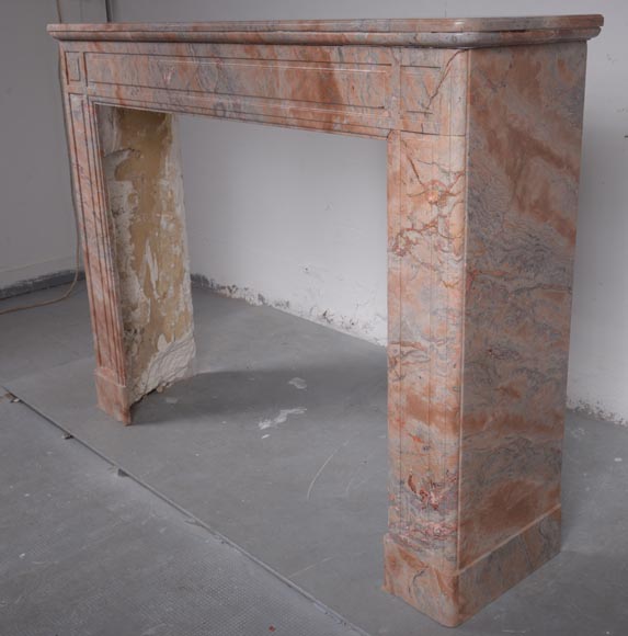 Louis XVI style molded Enjugerais marble mantel-5
