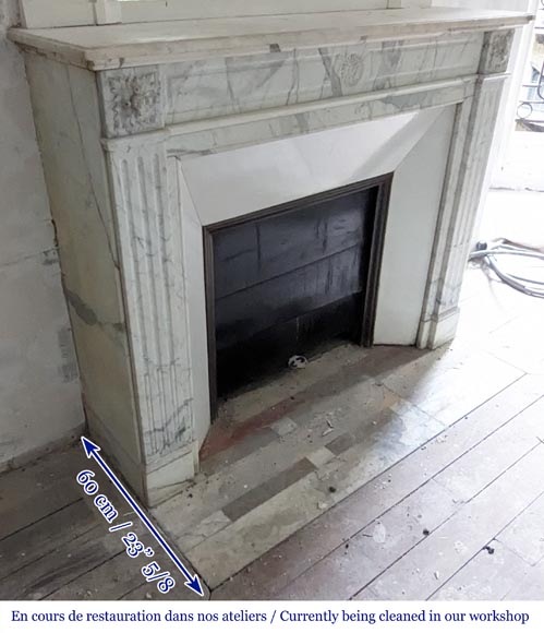 Louis XVI style mantel with sunflower carved in Arabescato marble-2