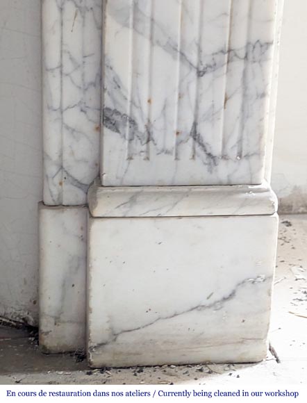 Louis XVI style mantel with sunflower carved in Arabescato marble-7