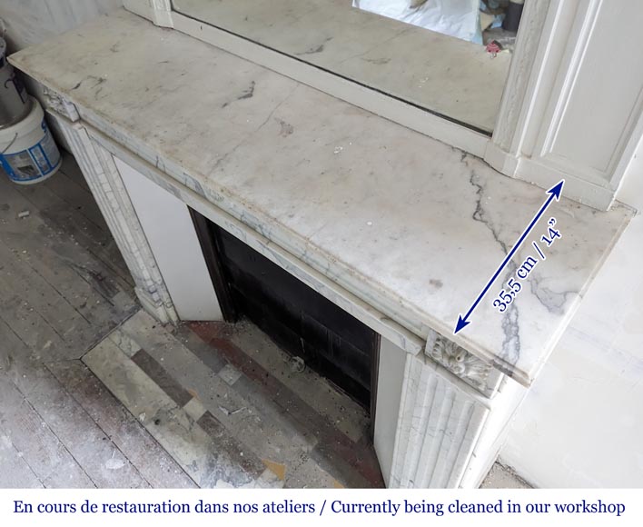 Louis XVI style mantel with sunflower carved in Arabescato marble-9