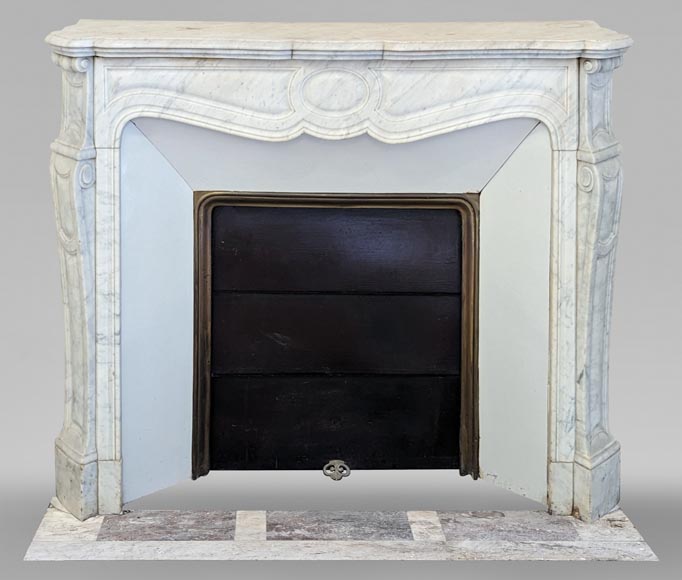 Louis XV style Pompadour mantel in Carrara marble-0