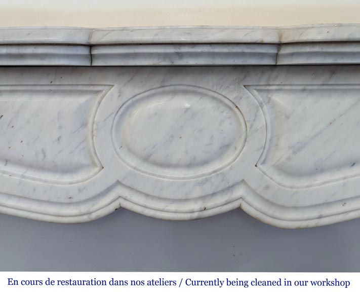 Louis XV style Pompadour mantel in Carrara marble-1