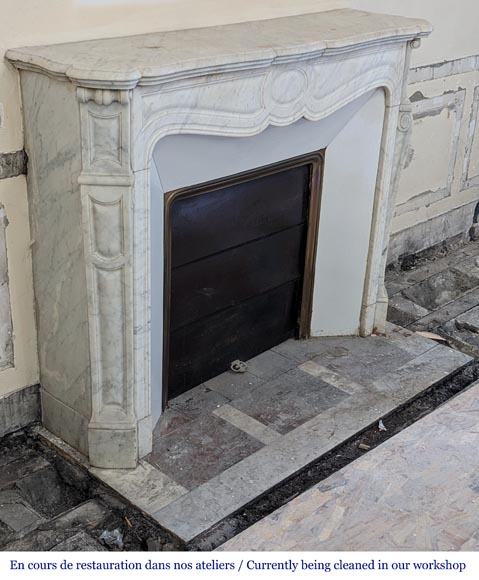 Louis XV style Pompadour mantel in Carrara marble-2