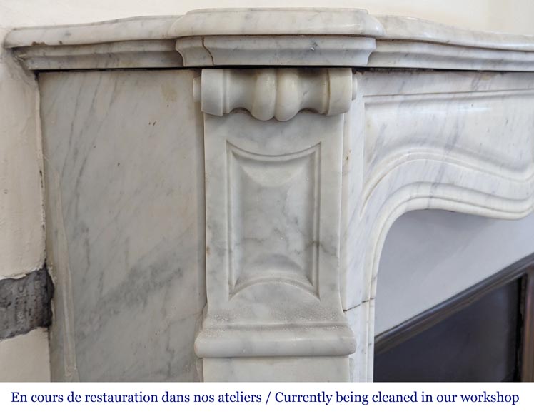 Louis XV style Pompadour mantel in Carrara marble-3