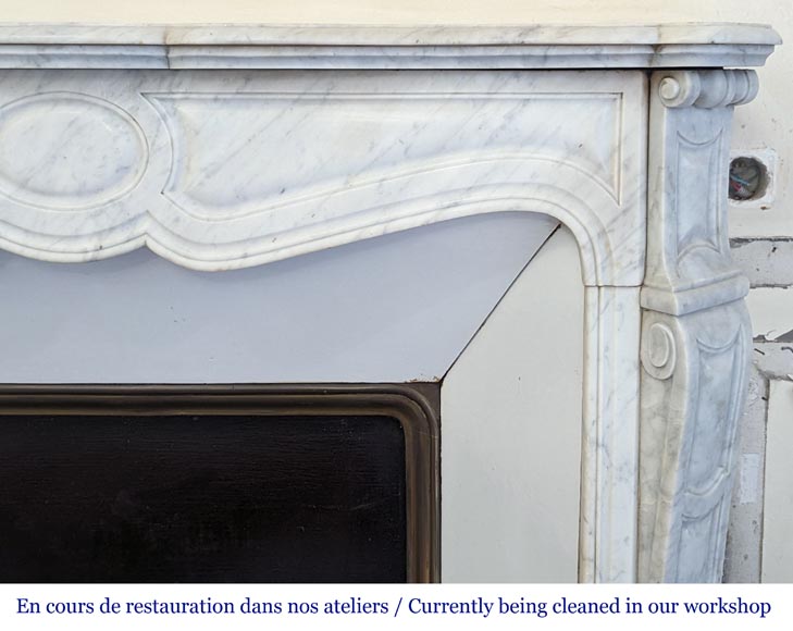 Louis XV style Pompadour mantel in Carrara marble-6