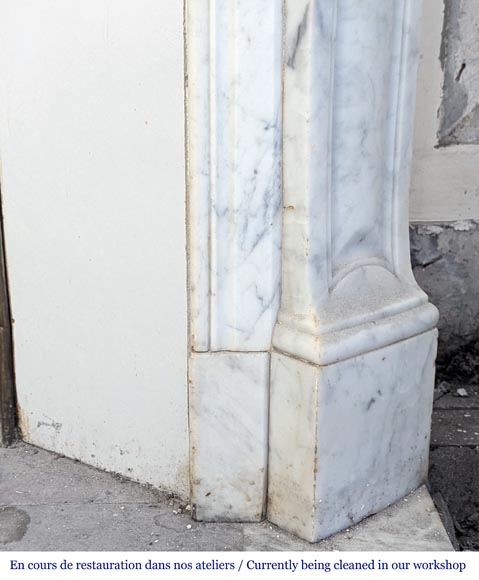 Louis XV style Pompadour mantel in Carrara marble-7