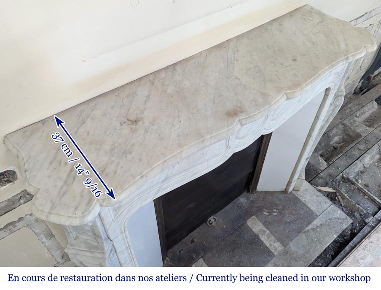 Louis XV style Pompadour mantel in Carrara marble-9