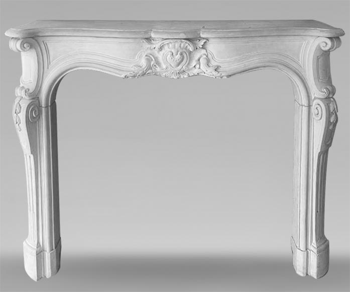 Louis XV style mantel with curved stone carvings-0