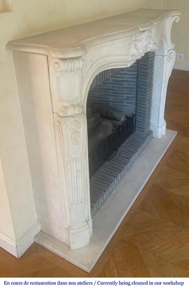 Louis XV style mantel with curved stone carvings-1