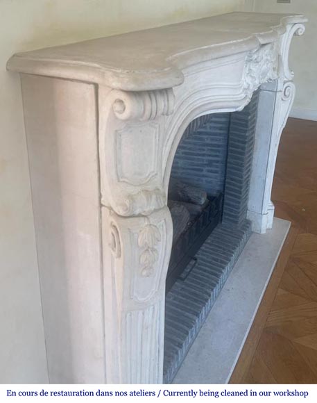 Louis XV style mantel with curved stone carvings-2