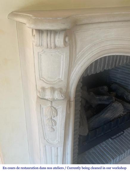 Louis XV style mantel with curved stone carvings-3