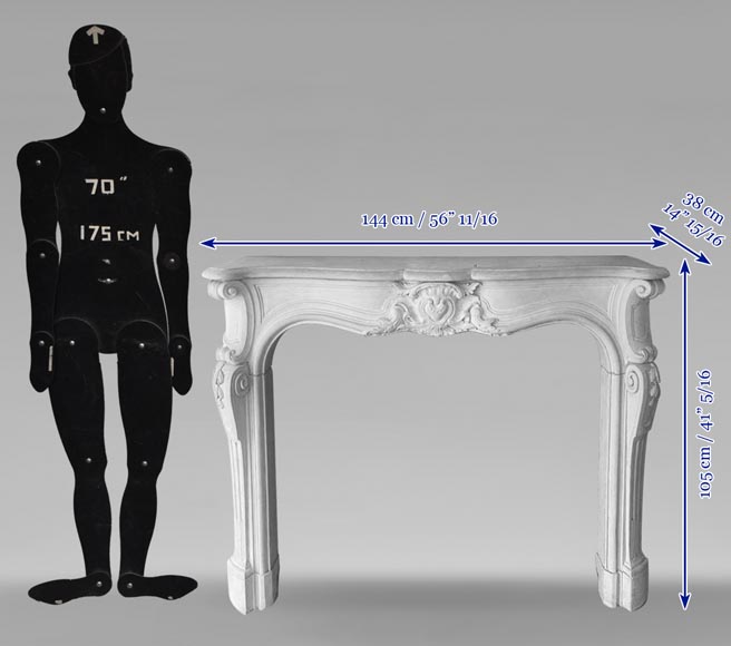 Louis XV style mantel with curved stone carvings-5