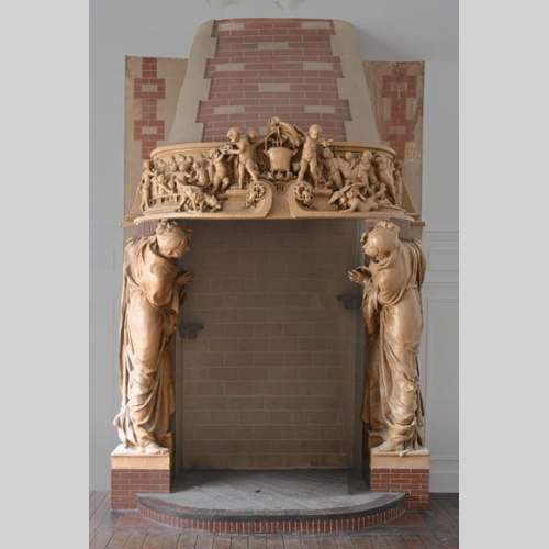 Joseph Chéret, Fireplace featuring two conversing women and putti