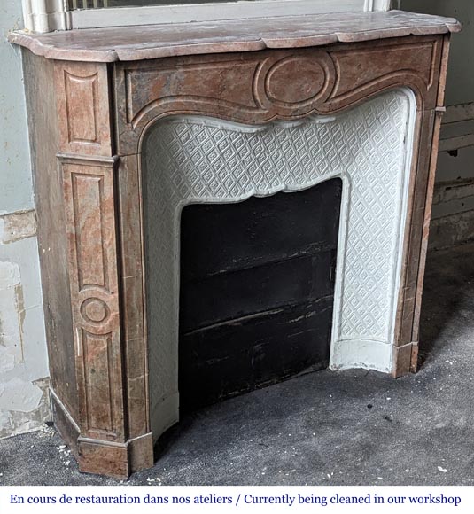 Louis XV style Pompadour mantel in Enjugerais marble-2