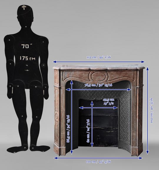 Louis XV style Pompadour mantel in Enjugerais marble-8