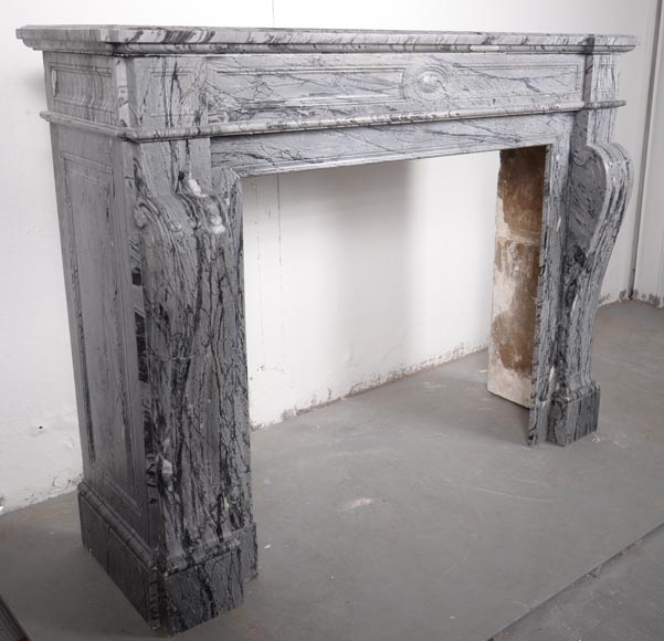 Louis XVI style mantelpiece in Bleu Fleuri marble-2