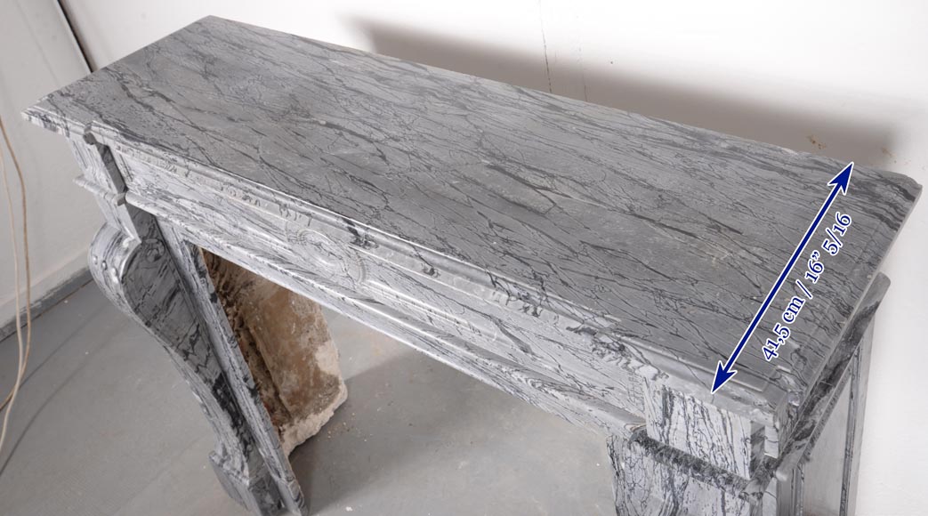 Louis XVI style mantelpiece in Bleu Fleuri marble-8