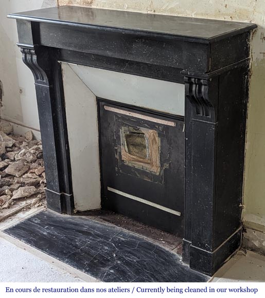 Napoleon III style mantel with black marble modillon-5