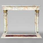 Empire style onyx mantel with detached columns and ormolu capitals