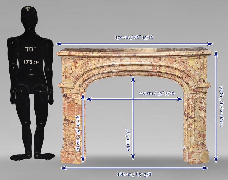 Regence style mantelpiece in Breche d'Alep - Marble