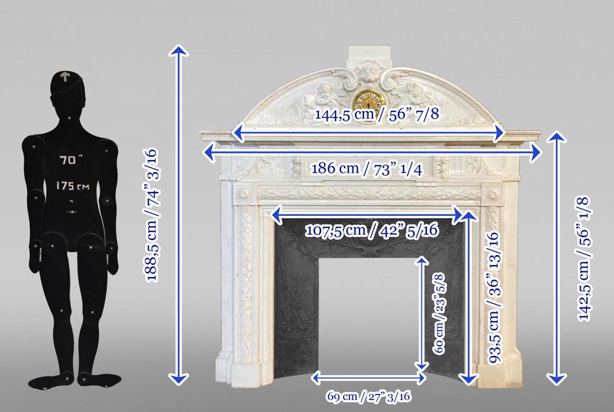 Napoleon III Fireplace with Clock, musical Putti Napoleon III Fireplace with Clock, musical Putti-7