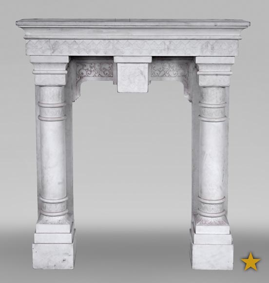 Stone column fireplace-0