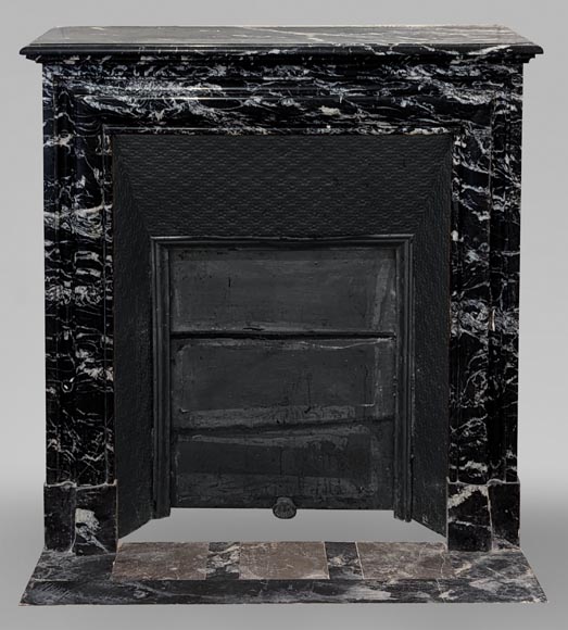 Louis XIV style mantel in Marquina marble with mouldings-0
