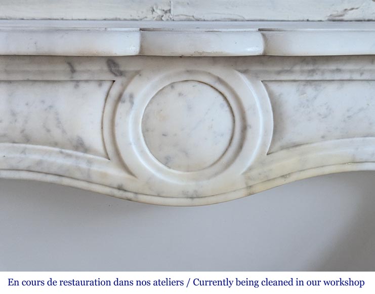 Louis XV style Pompadour model mantelpiece in Carrara marble, decorated with shells-1