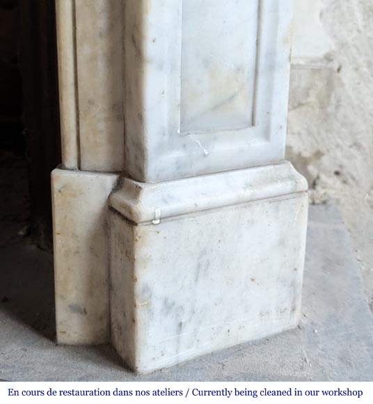 Louis XV style Pompadour model mantelpiece in Carrara marble, decorated with shells-7