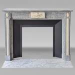 Louis XVI periode two-tone mantel with half columns in Turquin and statuary marble