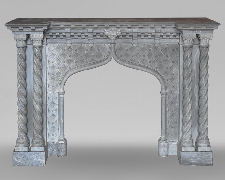 Neogothic style fireplace in Turquin marble-1
