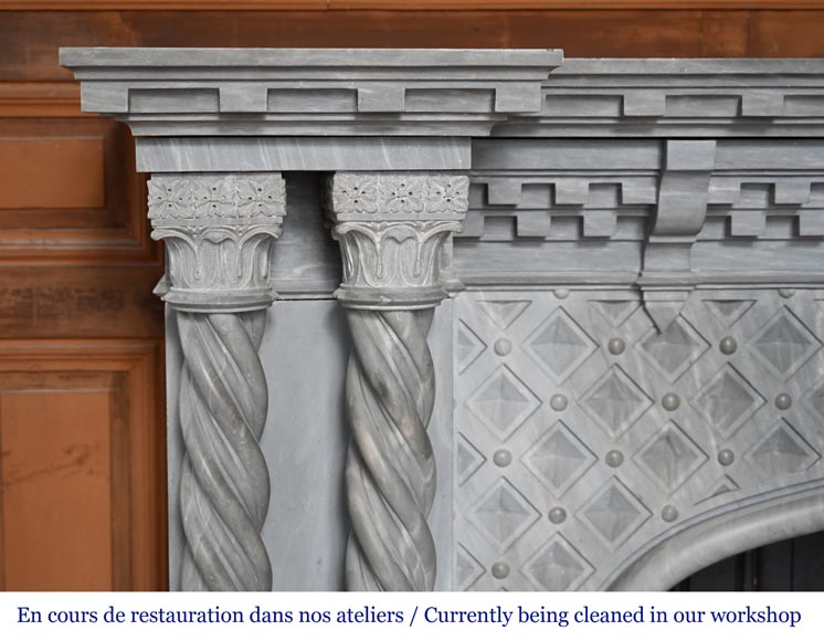 Neogothic style fireplace in Turquin marble-3