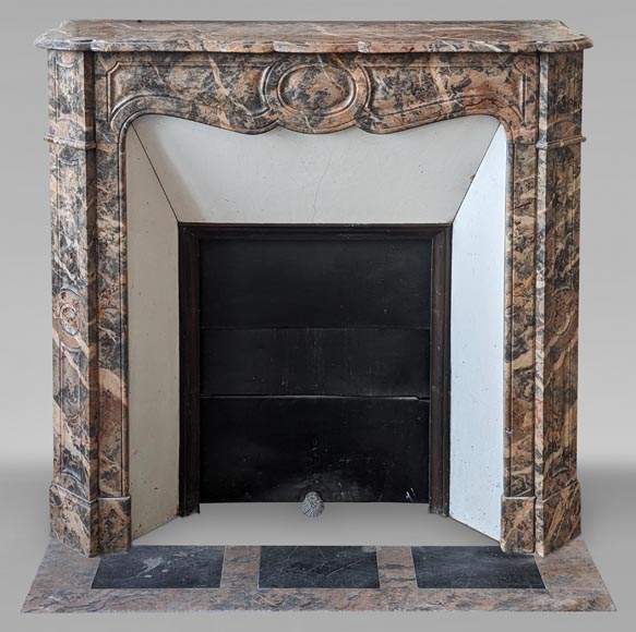 Louis XV style Pompadour mantel in pink Enjugerais marble-0