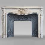 Louis XV style Carrara marble mantel with palmette motif