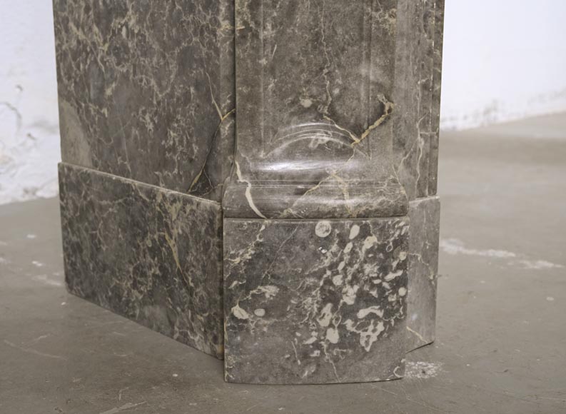 Louis XV style Pompadour mantel in veined grey marble-4