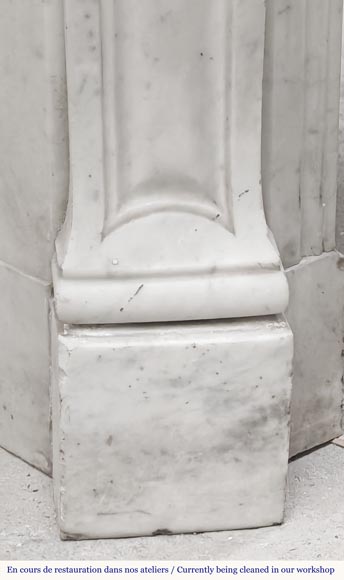 Louis XV style Pompadour model fireplace, in Carrara marble-4