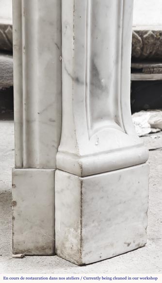 Louis XV style Pompadour model fireplace, in Carrara marble-7