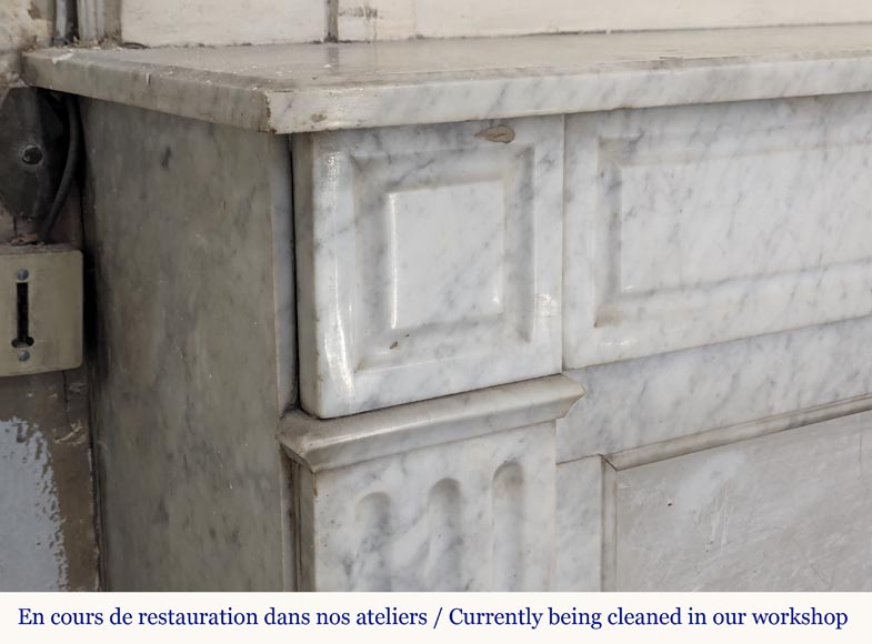 Louis XVI style molded Carrara marble mantel-3